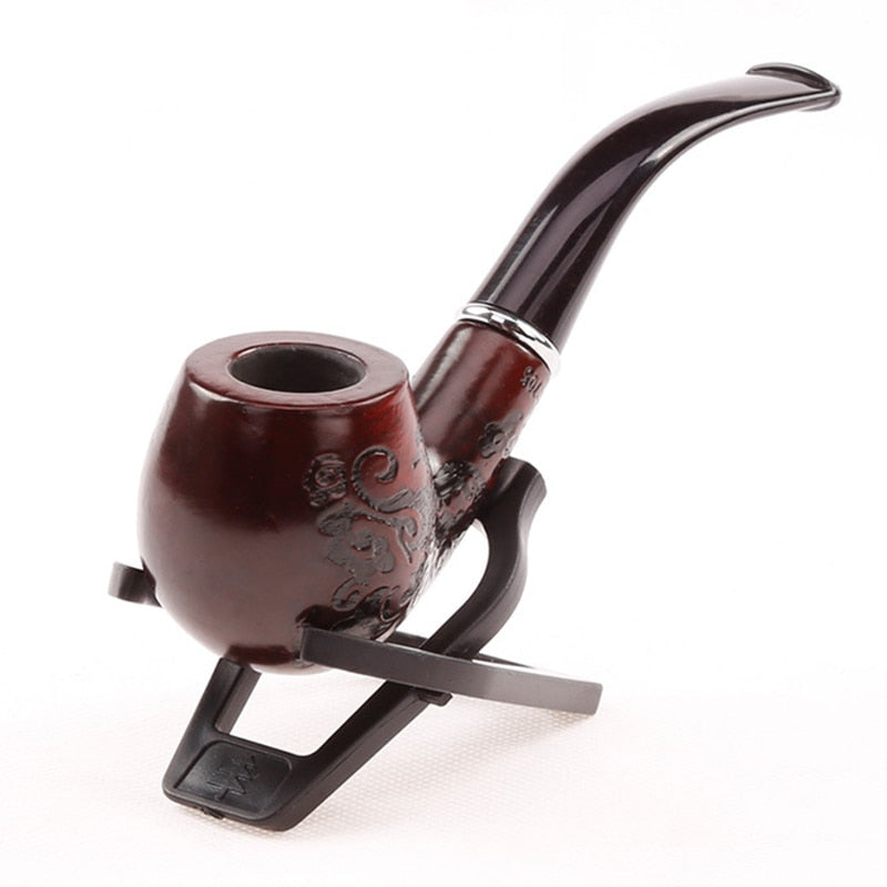 Durable Wood Pipes Chimney Double Filter Smoking Pipe carving Herb Tobacco Pipes Cigar Narguile Grinder Smoke Mouthpiece